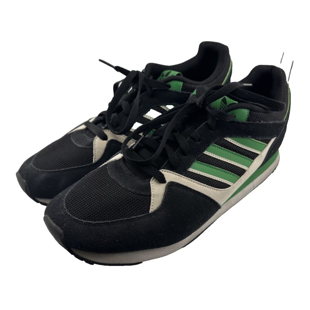 Adidas Originals Men's Sneakers Black Green 3-Stripe Running Shoes US 12.5